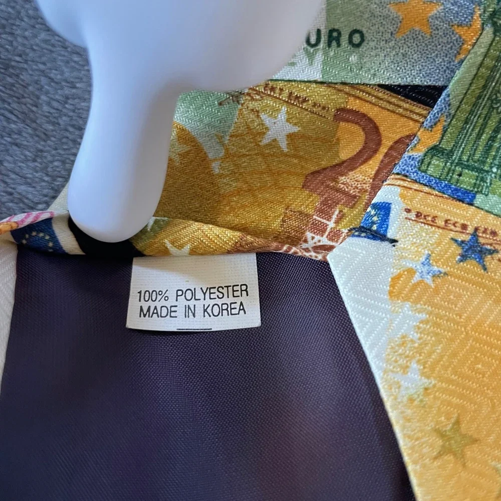 Tie Mania Hand Made Novelty polyester‎ Necktie Mens Euro Money Currency Design